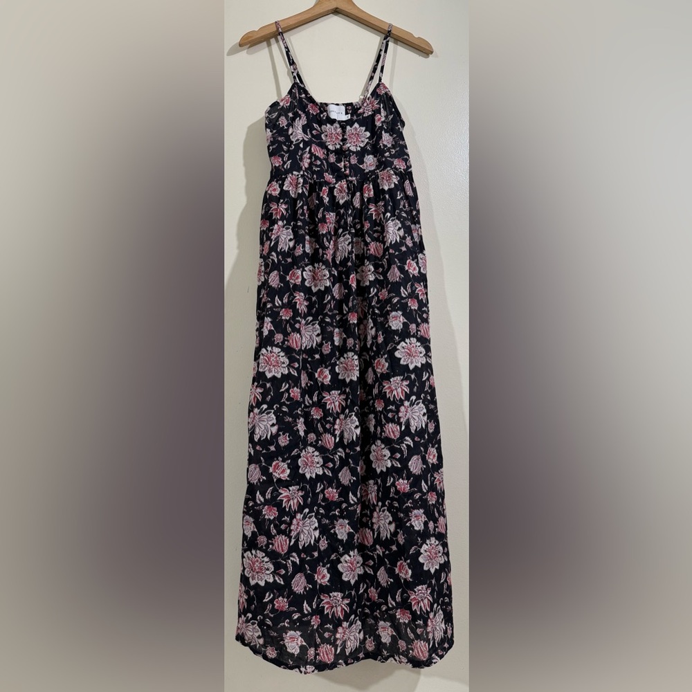 ZEN ETHIC Elegant Floral Maxi Dress in Black and Pink
